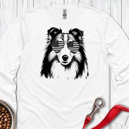 Shetland Sheepdog Flag Shades Long Sleeve Shirt Gift For Dog Lover