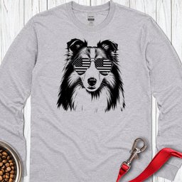 Shetland Sheepdog Flag Shades Long Sleeve Shirt Gift For Dog Lover