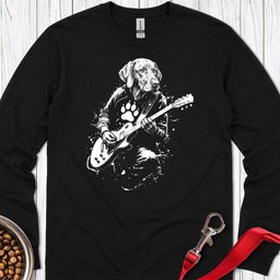 Vizsla Guitar Long Sleeve Shirt Gift For Dog Lover