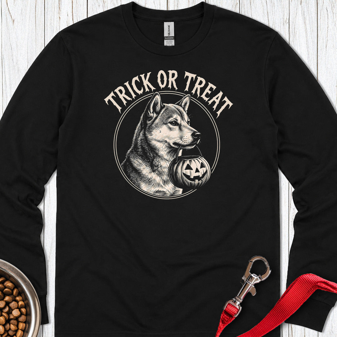 Shiba Inu Trick Or Treat Halloween Long Sleeve Shirt Gift For Dog Lover