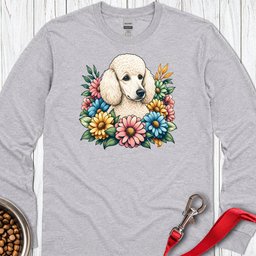 Standard Poodle Flower Wreath Long Sleeve Shirt Gift For Dog Lover