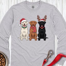 Three Labs Christmas Long Sleeve Shirt Gift For Dog Lover