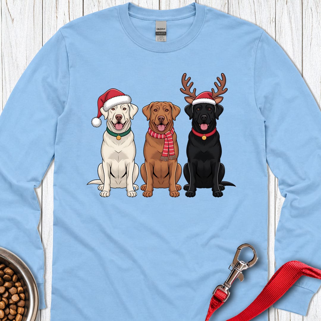Three Labs Christmas Long Sleeve Shirt Gift For Dog Lover