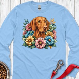 Vizsla Flower Wreath Long Sleeve Shirt Gift For Dog Lover