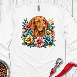 Vizsla Flower Wreath Long Sleeve Shirt Gift For Dog Lover
