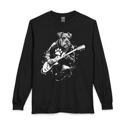 Schnauzer Guitarist Long Sleeve Shirt Gift For Dog Lover