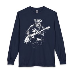Schnauzer Guitarist Long Sleeve Shirt Gift For Dog Lover