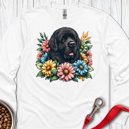 Newfoundland Flower Wreath Long Sleeve Shirt Gift For Dog Lover