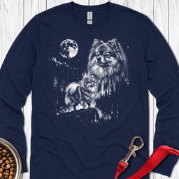 Pomeranian Moonlight Long Sleeve Shirt Gift For Dog Lover