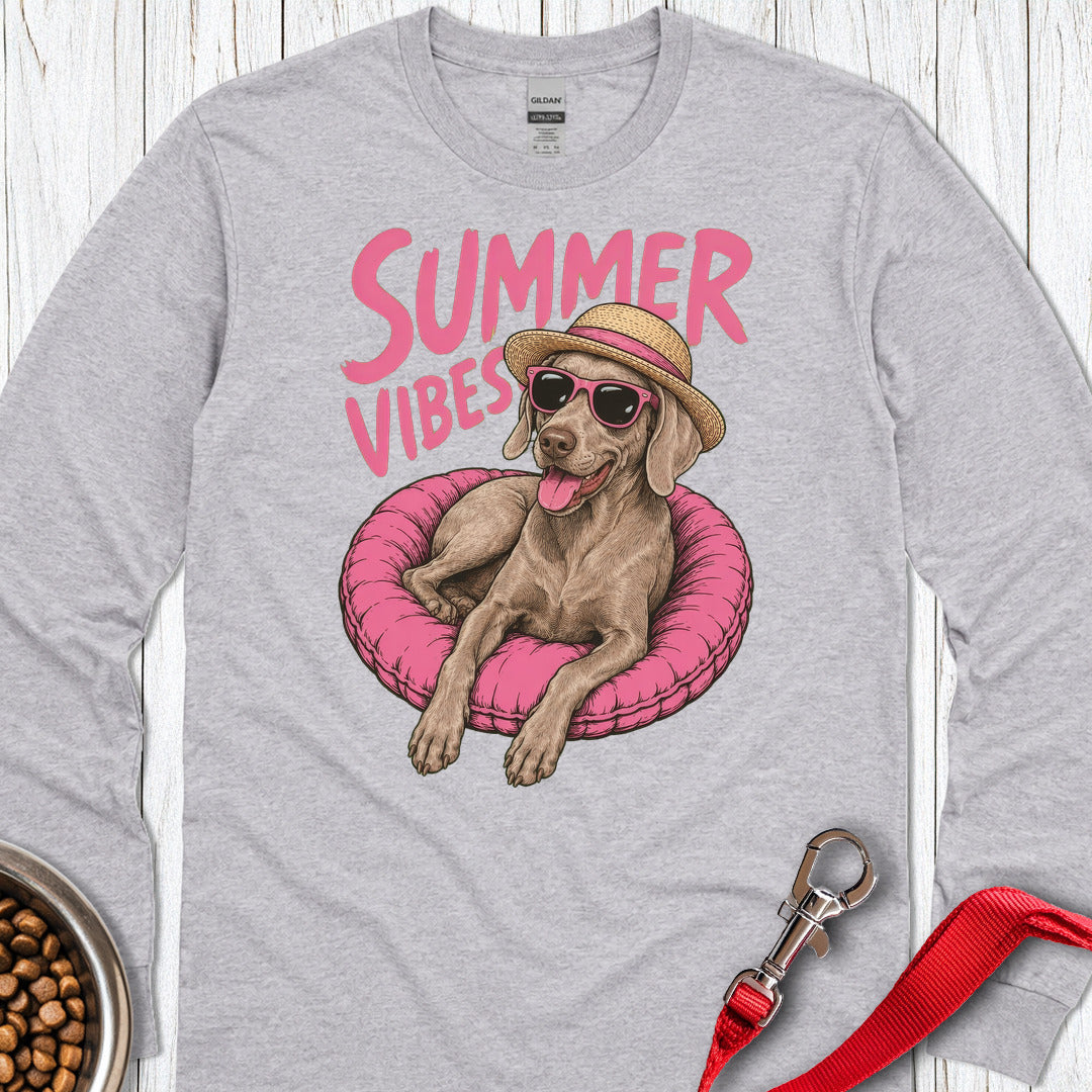 Summer Vibes Weimaraner Long Sleeve Shirt Gift For Dog Lover