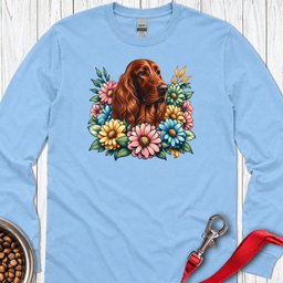 Irish Setter Flower Wreath Long Sleeve Shirt Gift For Dog Lover