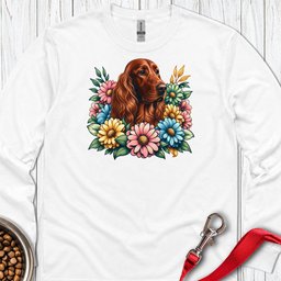 Irish Setter Flower Wreath Long Sleeve Shirt Gift For Dog Lover