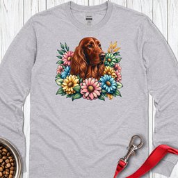 Irish Setter Flower Wreath Long Sleeve Shirt Gift For Dog Lover
