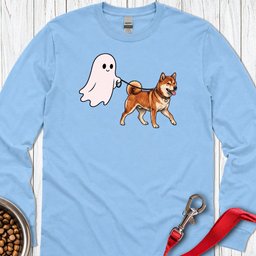 Shiba Inu Ghost Walk Long Sleeve Shirt Gift For Dog Lover