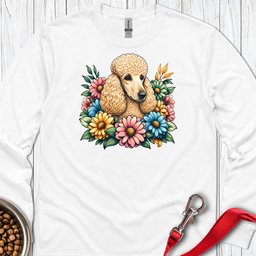 Standard Poodle Flower Wreath Apricot Long Sleeve Shirt Gift For Dog Lover