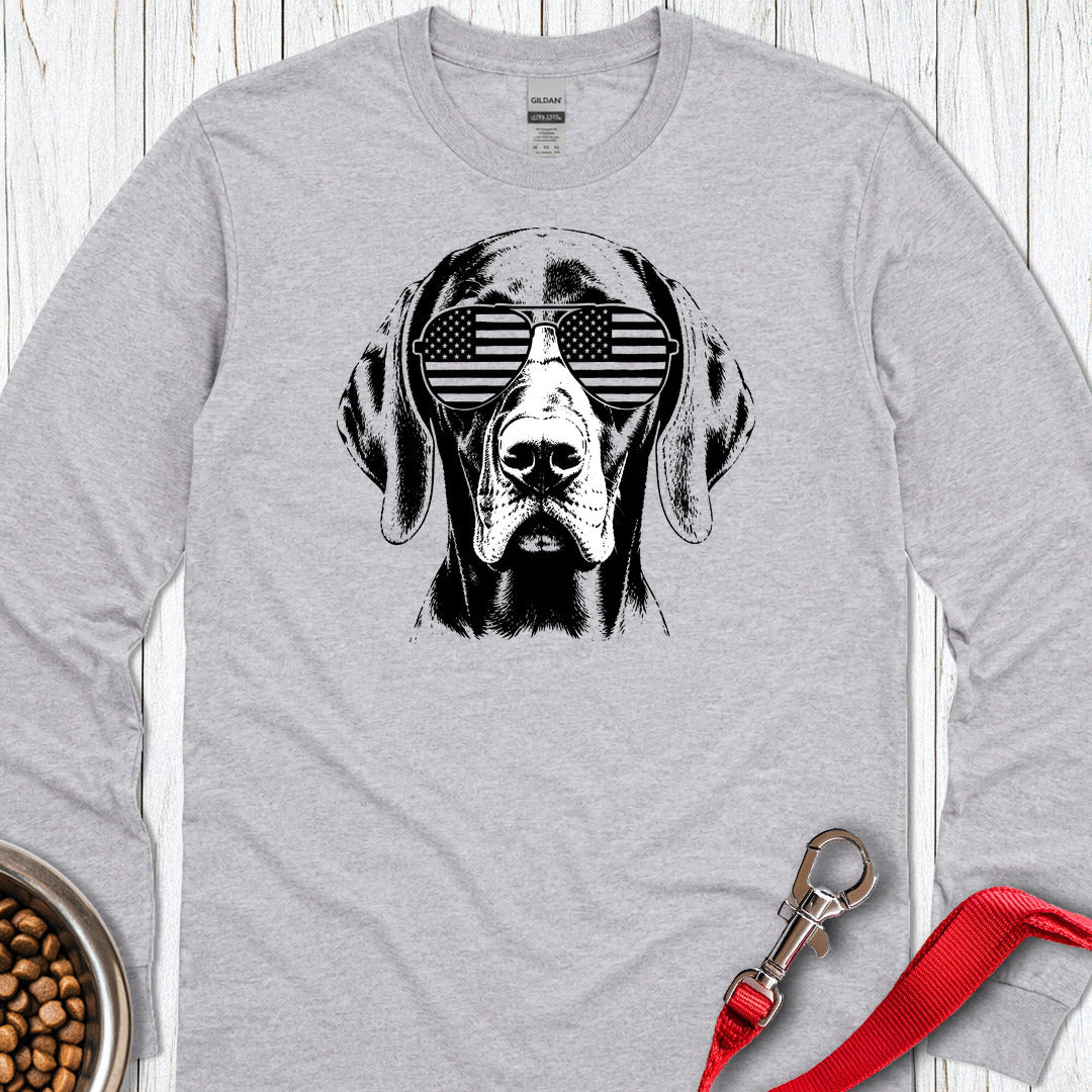 Vizsla Flag Shades Long Sleeve Shirt Gift For Dog Lover