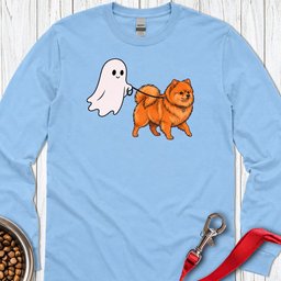 Pomeranian Ghost Walk Long Sleeve Shirt Gift For Dog Lover