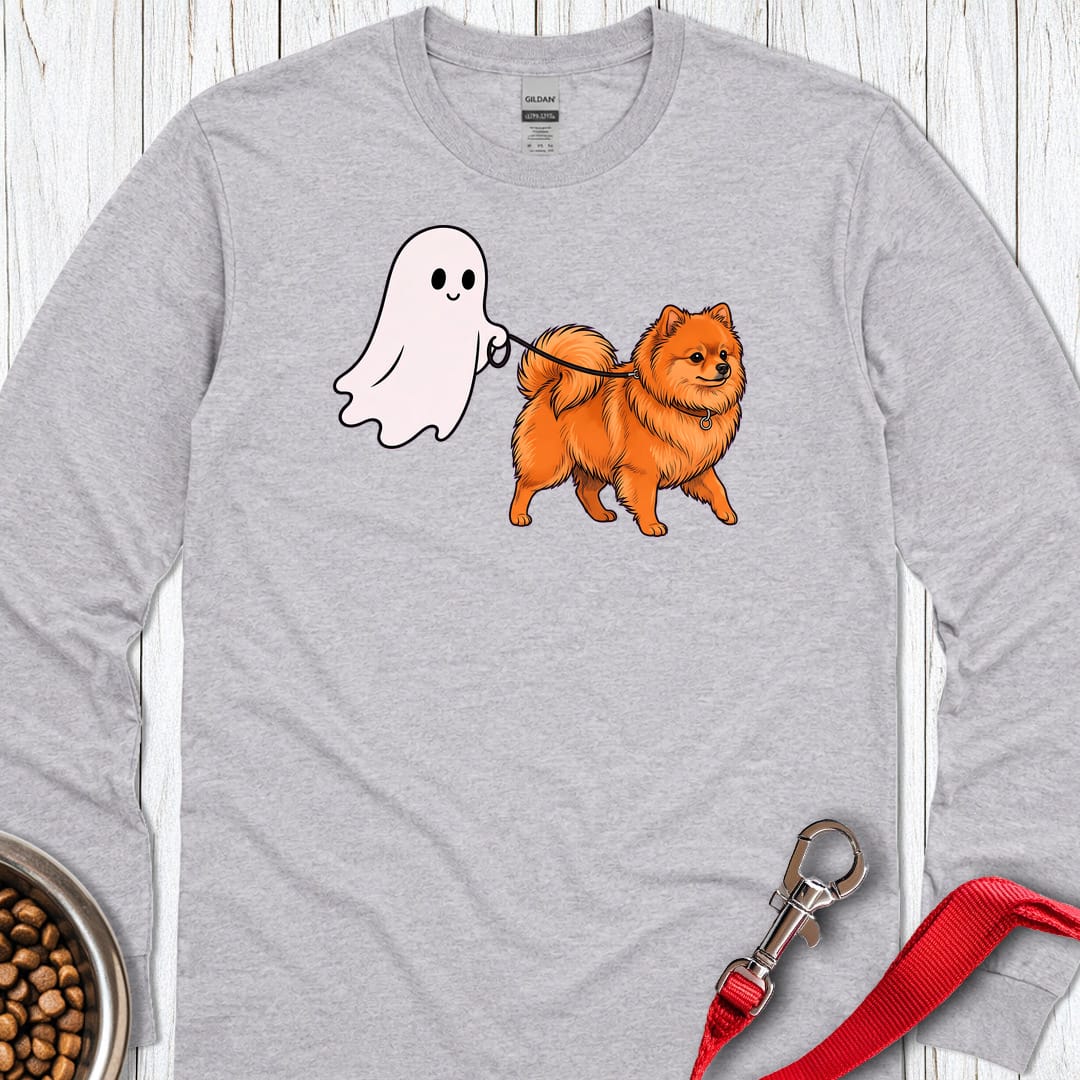 Pomeranian Ghost Walk Long Sleeve Shirt Gift For Dog Lover