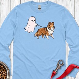 Shetland Sheepdog Ghost Walk Long Sleeve Shirt Gift For Dog Lover