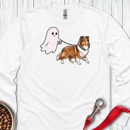 Shetland Sheepdog Ghost Walk Long Sleeve Shirt Gift For Dog Lover