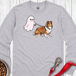 Shetland Sheepdog Ghost Walk Long Sleeve Shirt Gift For Dog Lover