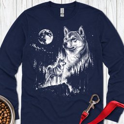 Shiba Inu Moonlight Long Sleeve Shirt Gift For Dog Lover