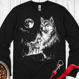 Shiba Inu Moonlight Long Sleeve Shirt Gift For Dog Lover