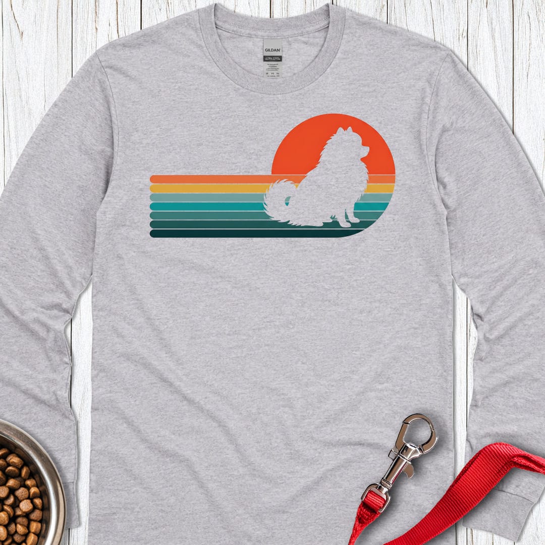 Pomeranian Retro Sunset Long Sleeve Shirt Gift For Dog Lover