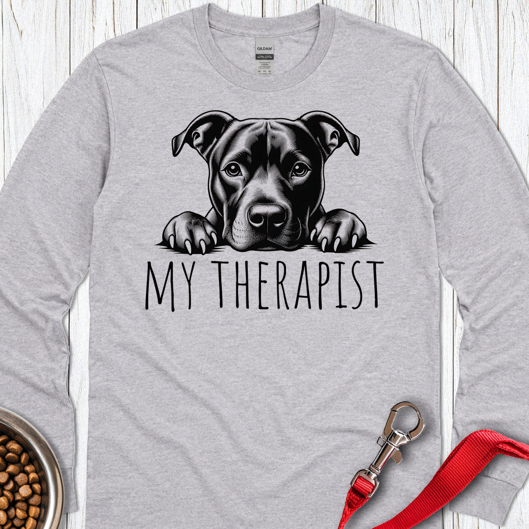 Pitbull My Therapist Long Sleeve Shirt Gift For Dog Lover