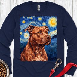 Pitbull Red Nose Van Gogh Long Sleeve Shirt Gift For Dog Lover