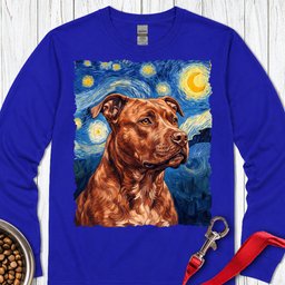 Pitbull Red Nose Van Gogh Long Sleeve Shirt Gift For Dog Lover