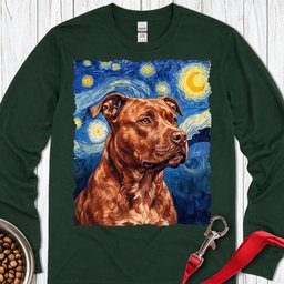 Pitbull Red Nose Van Gogh Long Sleeve Shirt Gift For Dog Lover