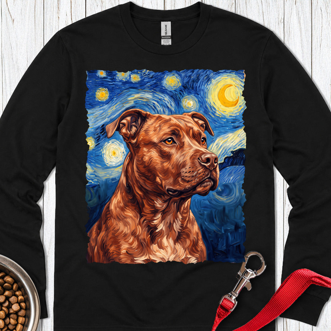 Pitbull Red Nose Van Gogh Long Sleeve Shirt Gift For Dog Lover