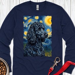 Standard Poodle Van Gogh Black Long Sleeve Shirt Gift For Dog Lover