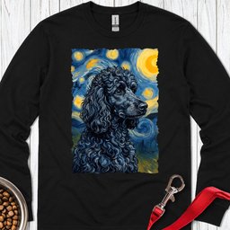 Standard Poodle Van Gogh Black Long Sleeve Shirt Gift For Dog Lover