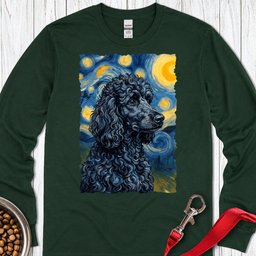Standard Poodle Van Gogh Black Long Sleeve Shirt Gift For Dog Lover