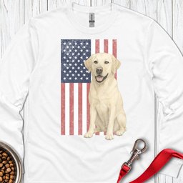 Yellow Labrador USA Flag Faded Long Sleeve Shirt Gift For Dog Lover