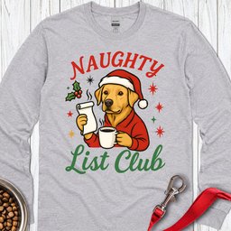 Yellow Lab Naughty List Club Long Sleeve Shirt Gift For Dog Lover