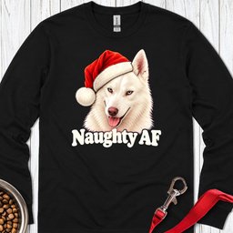 White Husky Naughty Christmas Long Sleeve Shirt Gift For Dog Lover