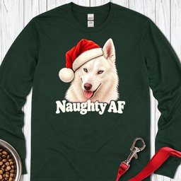 White Husky Naughty Christmas Long Sleeve Shirt Gift For Dog Lover