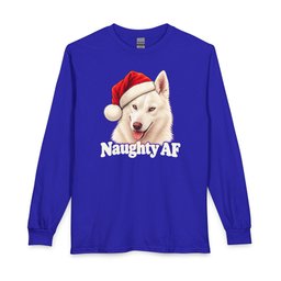 White Husky Naughty Christmas Long Sleeve Shirt Gift For Dog Lover