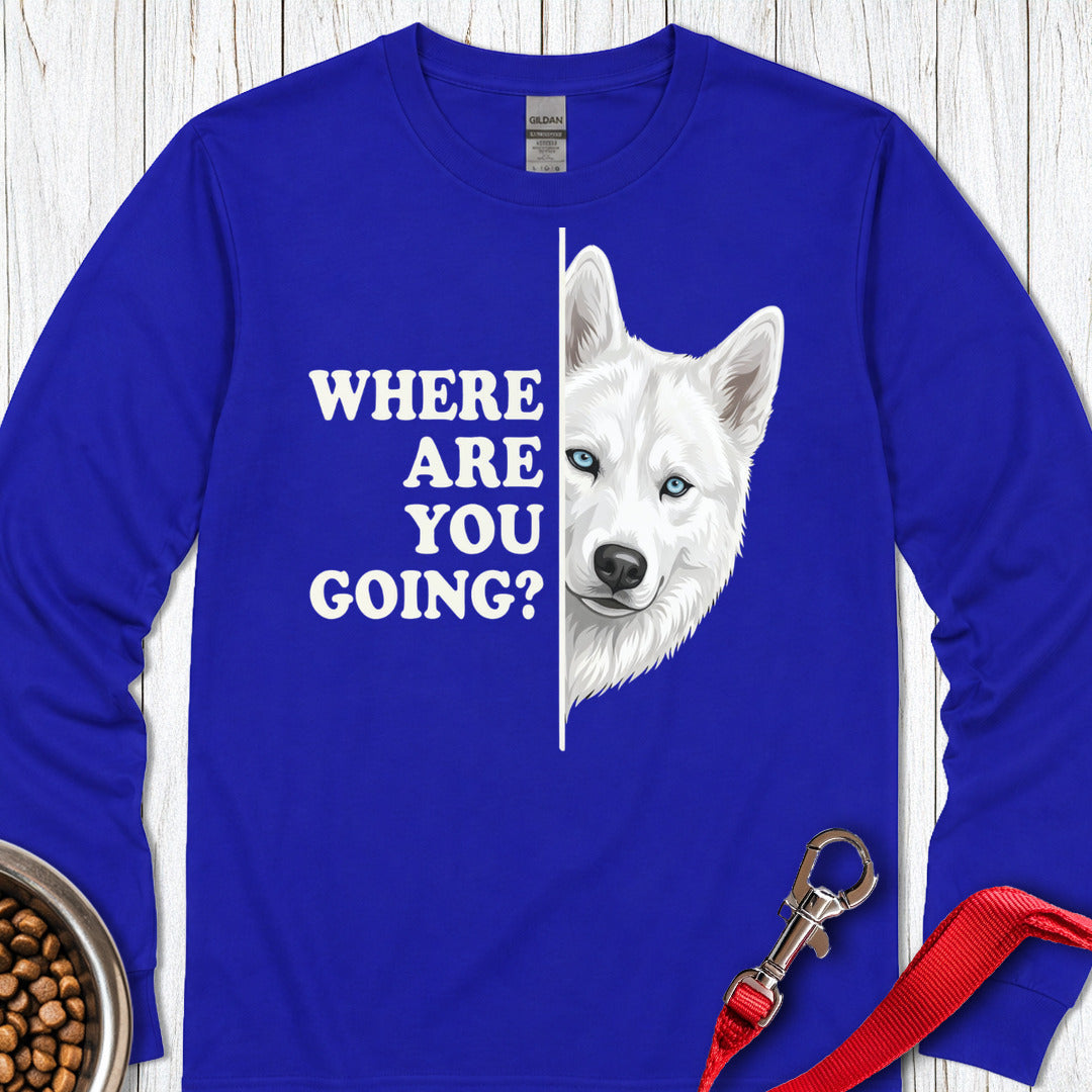 White Husky Alert Long Sleeve Shirt Gift For Dog Lover
