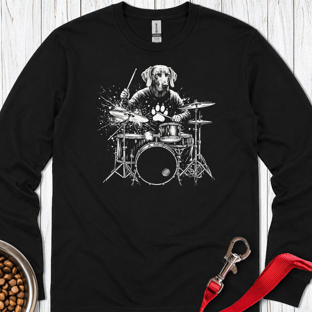 Weimaraner Drummer Long Sleeve Shirt Gift For Dog Lover