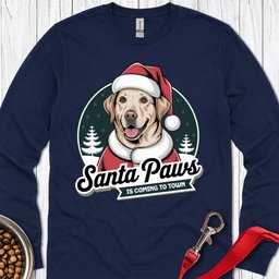 Yellow Lab Santa Paws Is Coming To Town Long Sleeve Shirt Gift For Dog Lover