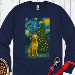 Yellow Labrador Christmas Van Gogh Long Sleeve Shirt Gift For Dog Lover