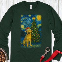 Yellow Labrador Christmas Van Gogh Long Sleeve Shirt Gift For Dog Lover