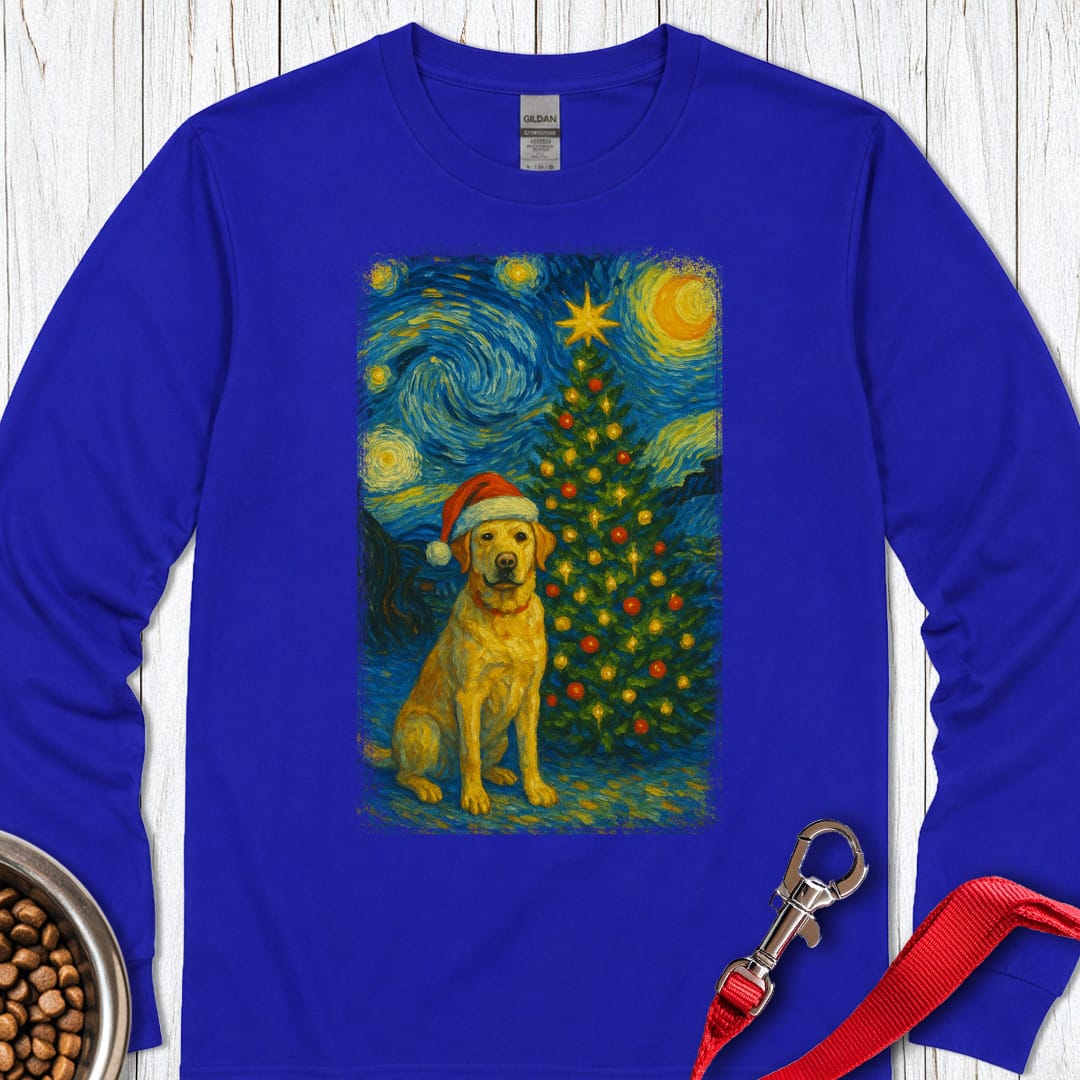 Yellow Labrador Christmas Van Gogh Long Sleeve Shirt Gift For Dog Lover