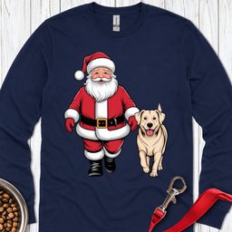 Walking With Santa Labrador Long Sleeve Shirt Gift For Dog Lover