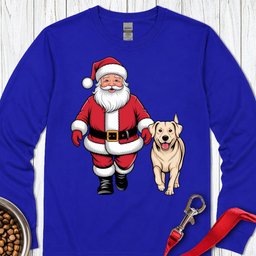 Walking With Santa Labrador Long Sleeve Shirt Gift For Dog Lover