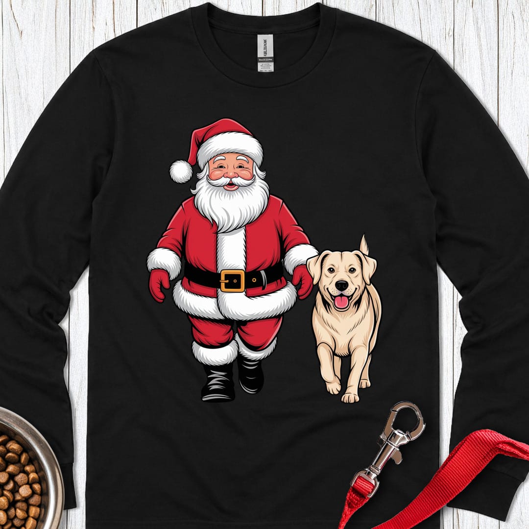 Walking With Santa Labrador Long Sleeve Shirt Gift For Dog Lover